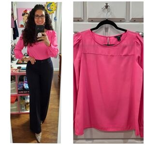 J. Crew Bright Pink Long-Sleeve Blouse